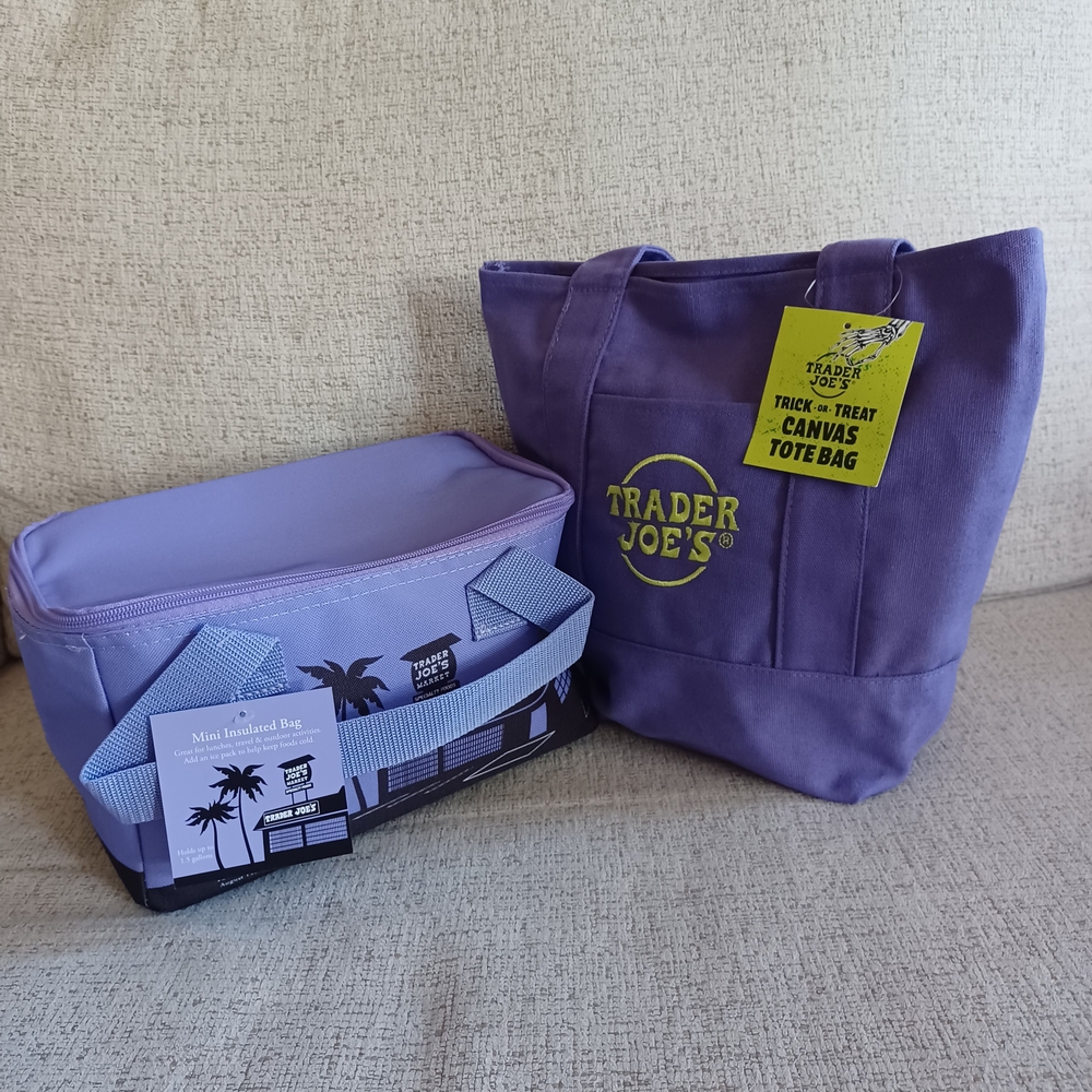 Trader Joe's Purple Mini Tote and Mini Insulated Bag Set